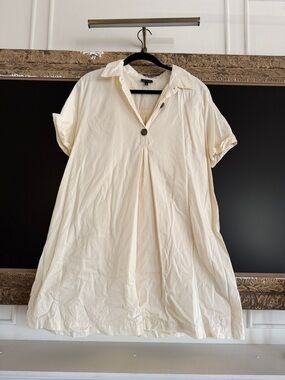 Who What Wear Cream Mini Dress with Button Detail